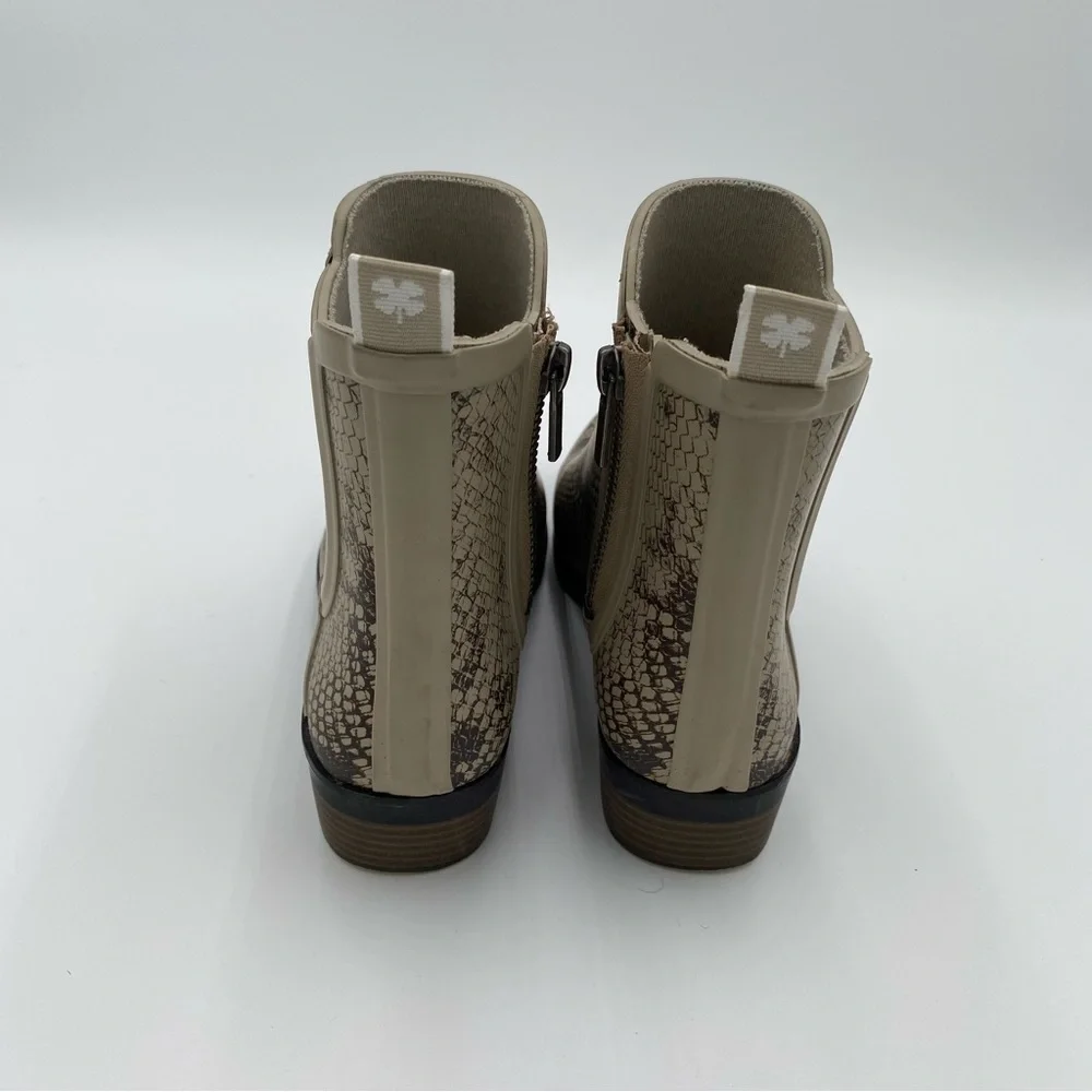 Lucky Brand Basel‎ H20 Snake Print Rubber Rain Boots Ankle Booties Size 7 (NWOT)
